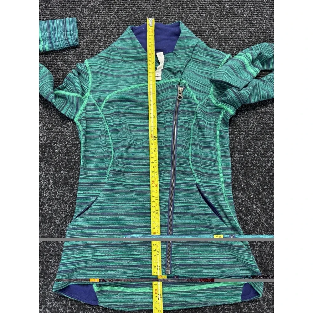 Lululemon Precision Jacket Sz 4 Green Cyber Jungle Hero Blue‎ Front Zip Active